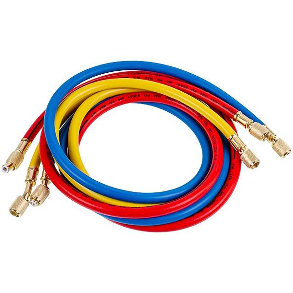 Набор шлангов заправочных B360-S (3 шт × 1500 мм, 1/4″-1/4″ SAE) для фреона R22 R134 R502