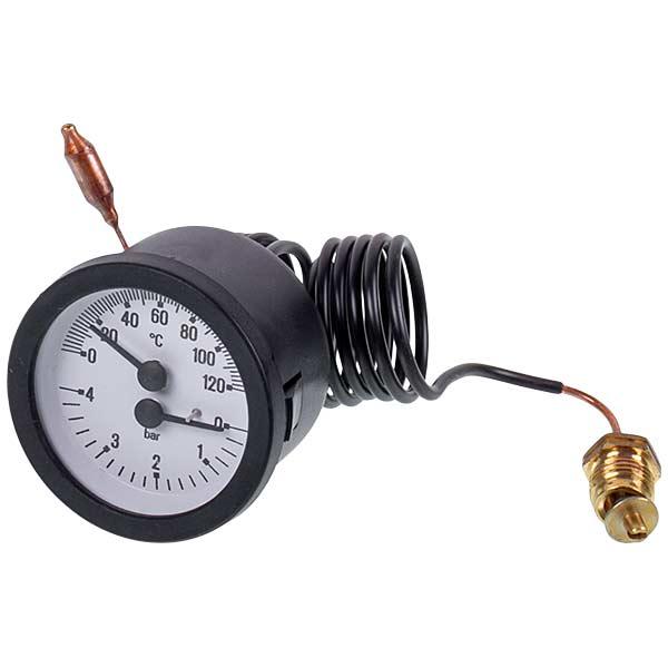 Термоманометр для газового котла Junkers/Bosch/Buderus, Protherm 7098311, 0-4 бар, 0-120 °C, аналог