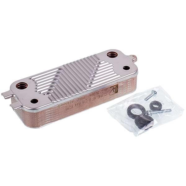 Теплообменник пластинчатый для газового котла Buderus Logamax U072, Bosch Gas 6000 87186446250, 16 пластин