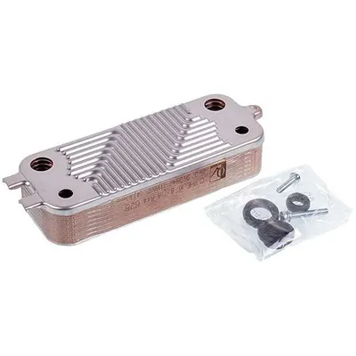 Теплообмінник пластинчастий для газового котла Buderus Logamax U072, Bosch Gas 6000 87186446250, 16 пластин