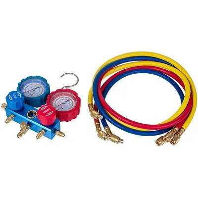Колектор манометричний 2-вентильний Leeto LMG-2-R22 (R22, R134, R404, R407) зі шлангами 3 шт × 1200 мм