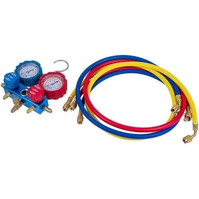 Колектор манометричний 2-вентильний Leeto LMG-2-R410A (R410, R407, R134, R22) зі шлангами 3 шт × 1200 мм