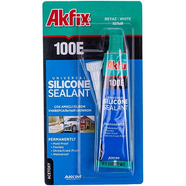Герметик силіконовий універсальний Akfix 100E, 50 мл, білий