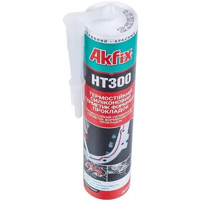 Герметик силіконовий термостійкий Akfix HT300, 280 мл, червоний