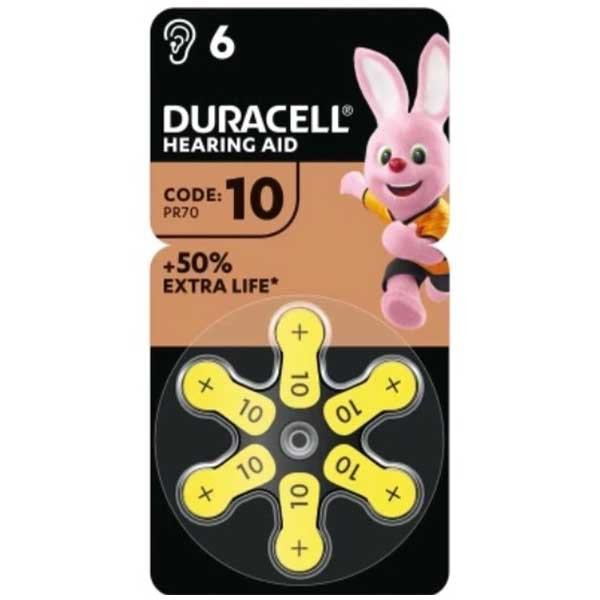 Батарейка Duracell Hearing Aid 10 PR70, 1,45 В, 6 шт