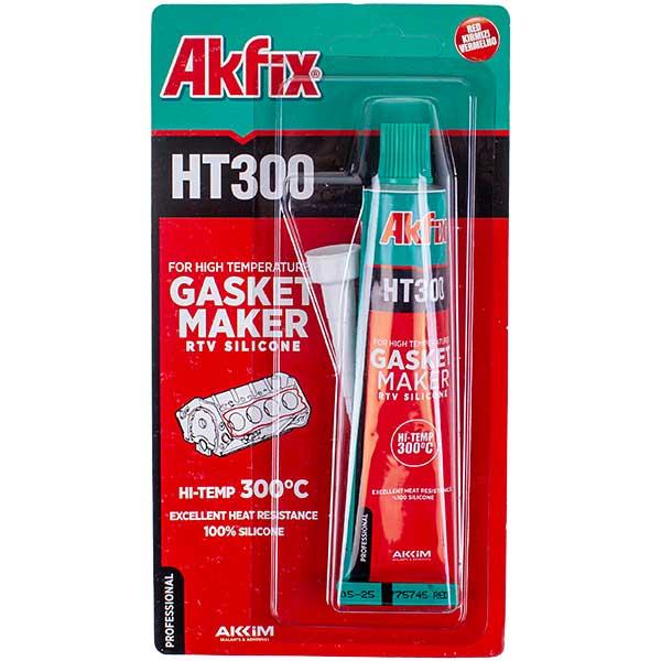 Герметик силіконовий термостійкий Akfix HT300, 50 г, червоний