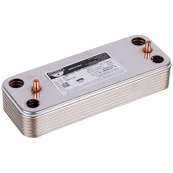 Теплообменник пластинчатый для газового котла Baxi ECO-3, Eco 4S, Luna, Westen Energy 17B2071400, 14 пластин