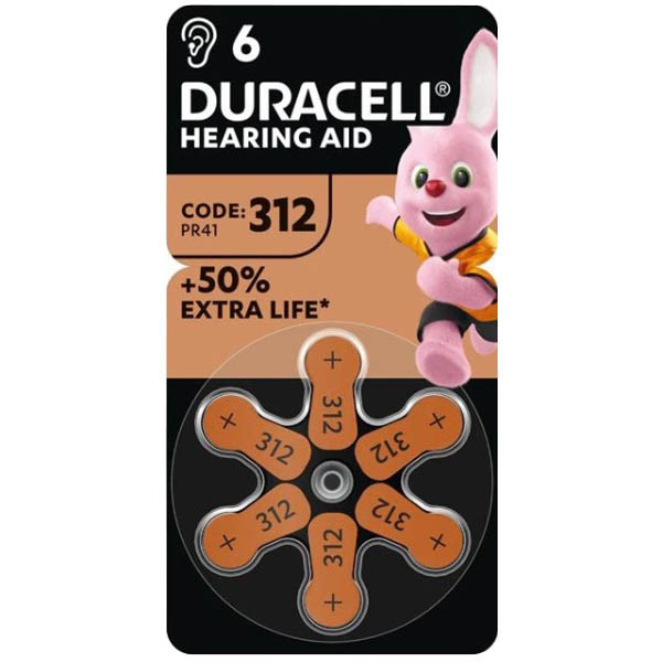 Батарейка Duracell Hearing Aid 312 PR41, 1,45 В, 6 шт