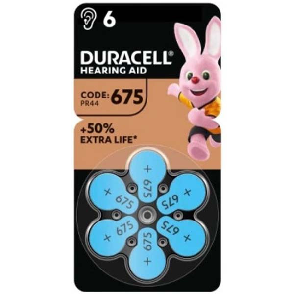Батарейка Duracell Hearing Aid 675 PR44, 1,45 В, 6 шт