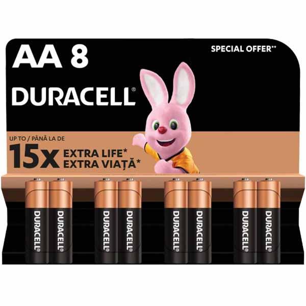 Батарейка Duracell AA LR6/MX1500, 1,5 В, 8 шт