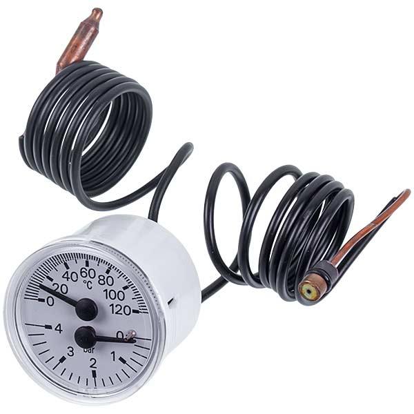 Термоманометр Cewal для газового котла Vaillant atmo/turbo MAX plus/pro 101270, 0-4 бар, 0-120 °C, D=40 мм
