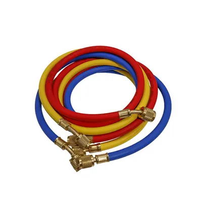 Набор шлангов заправочных с краном Value (3 шт × 900 мм 1/4″ SAE × 1/4″ SAE) для фреона R22