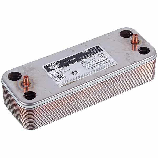 Теплообменник пластинчатый для газового котла Ariston, Ferroli, Demrad, Protherm 17B2071606, 16 пластин